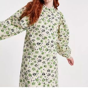 ASOS Vila shirt dress floral print in Sandshell size 4. Green, Black, Cream NEW